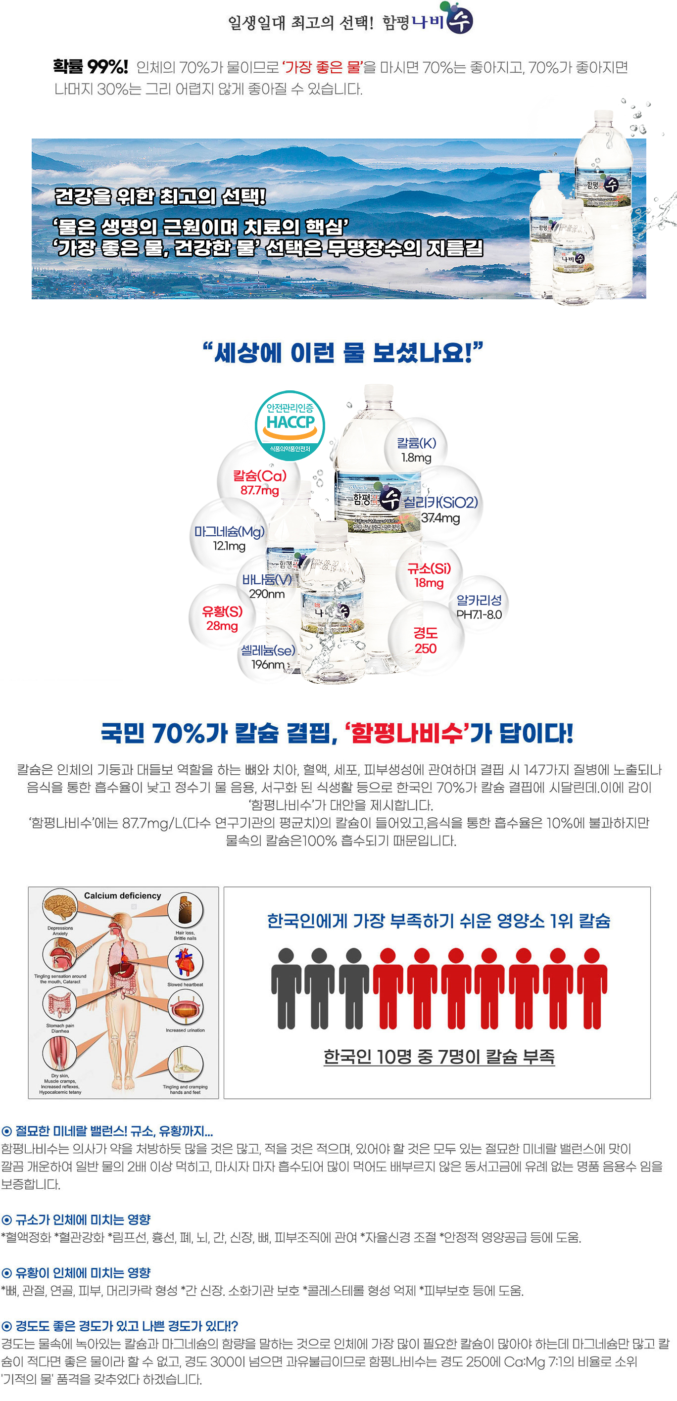 압도적 미네랄 밸런스! 몸이 좋아진다. 건강한 물! 함평 나비수